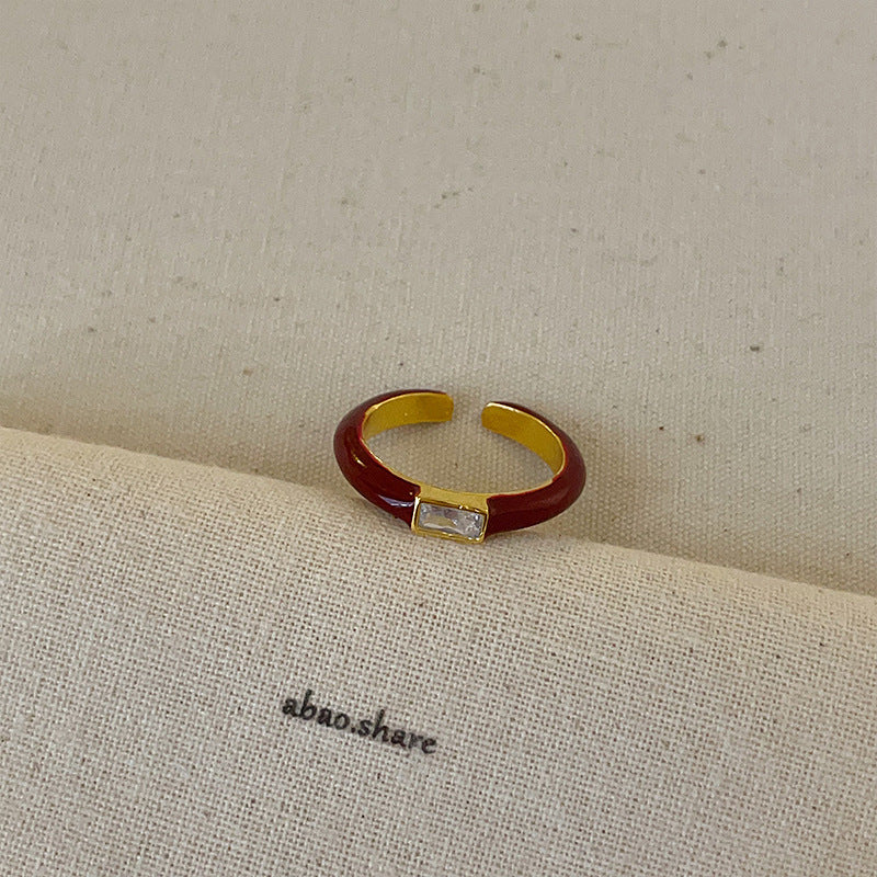 Ilaria Delicate Enamel Ring - Style 2 Gold Plated Ring [TSBBL0PG]