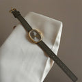 Alaya Vintage Wrist Watch - Oval Dot Dial - Gold Frame Grey [ORGU0F17]