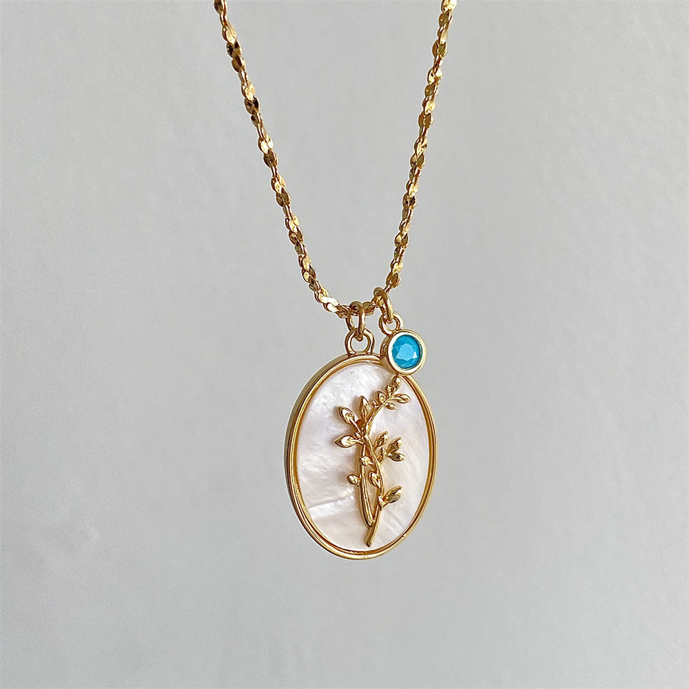 Anslee Mother-of-Pearl Birth Flower Necklace - December - Poinsettia [8AJL4WIJ]