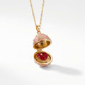 Enameled Egg Pendant Necklace - Pink Locket Egg (Heart Inside) [FVQ3RE73]