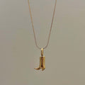 Lucky Horseshoe Pendant Necklace - Gold Boots [5QXOI98R]