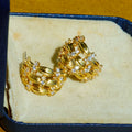 Woven Ribbon C-Ring Hoop Earrings - Gold - Stud [H0S0LY0Z]