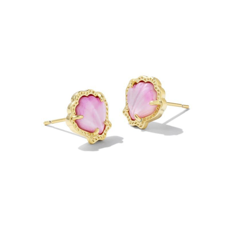 Iridescent Shell Pendant Necklace - Pink Earrings [X3GOL8SR]