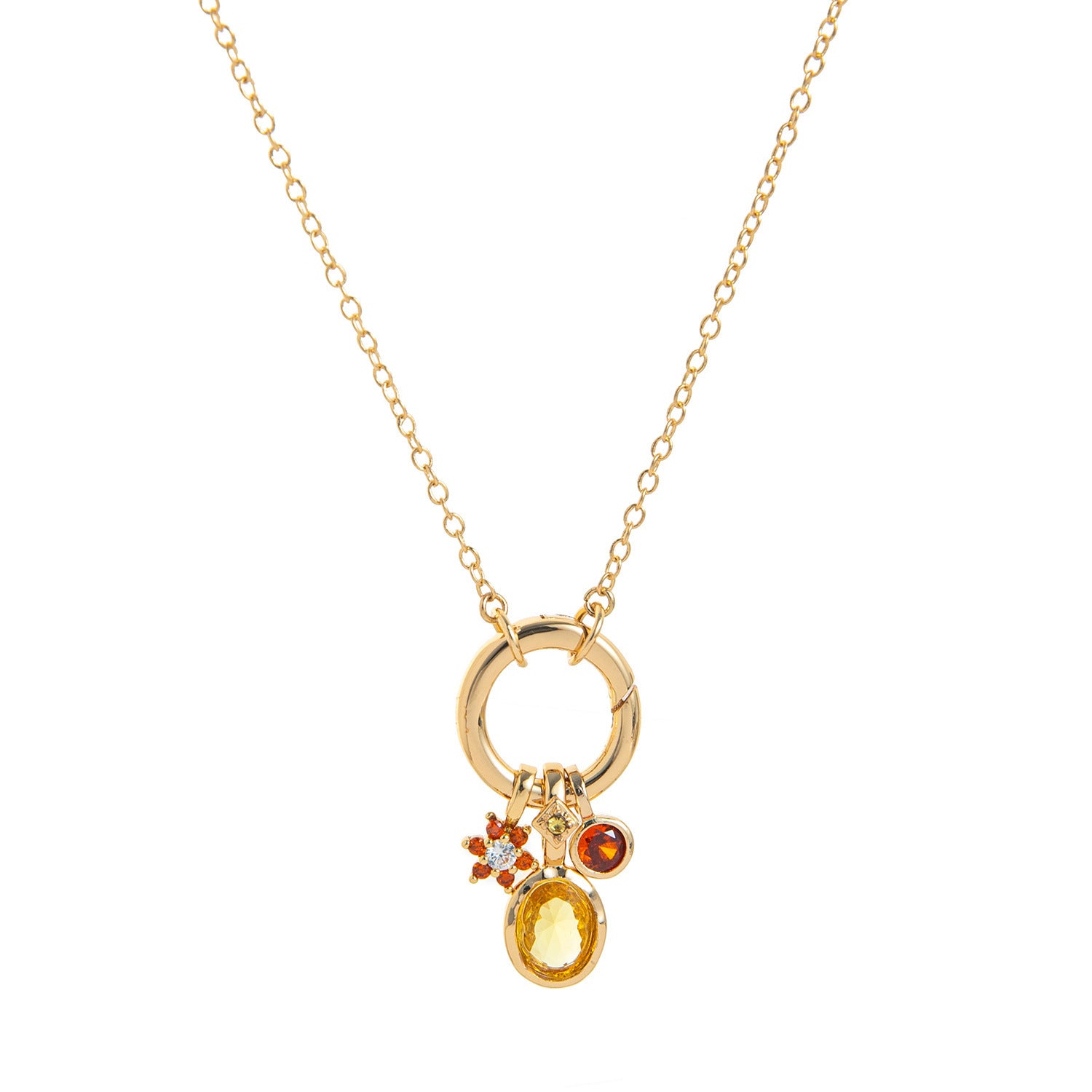 Birthstone Pendant Chain Necklace - Yellow Set [QHU9NTYS]
