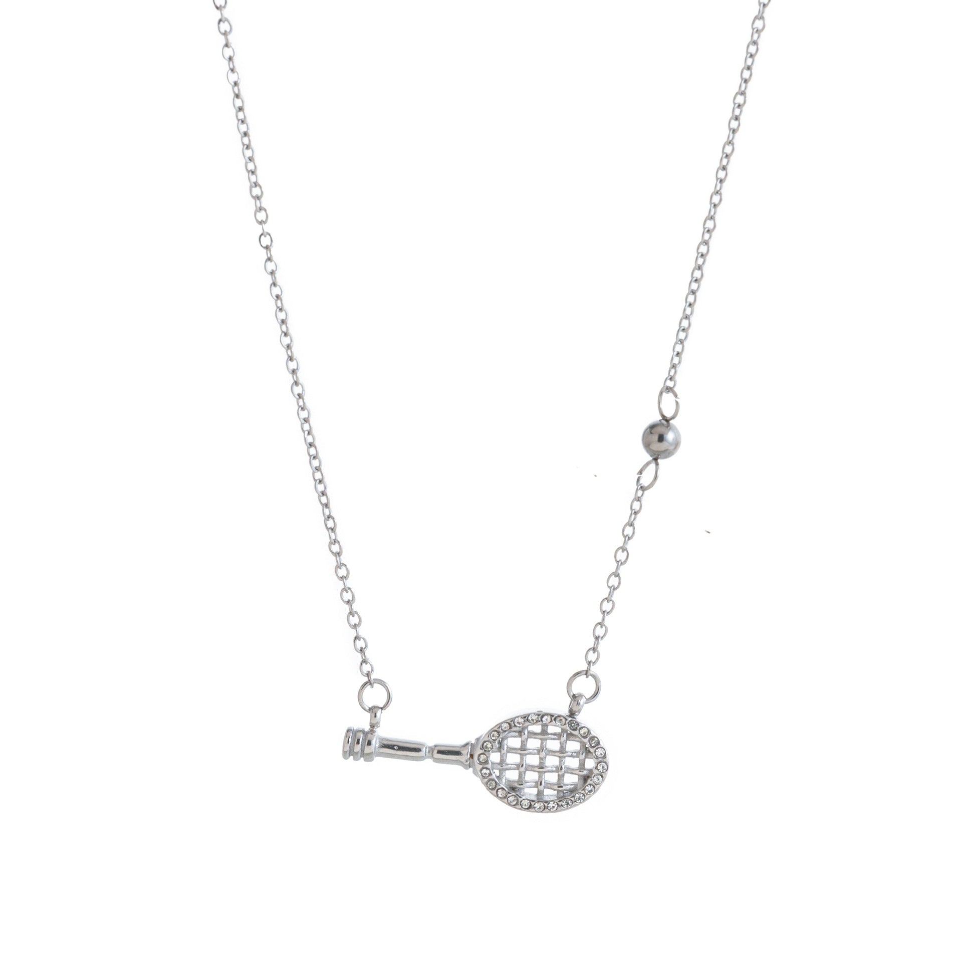 Ellanore Pavé Tennis Necklace - Silver Tennis Racket Necklace [1OMQ5YU8]