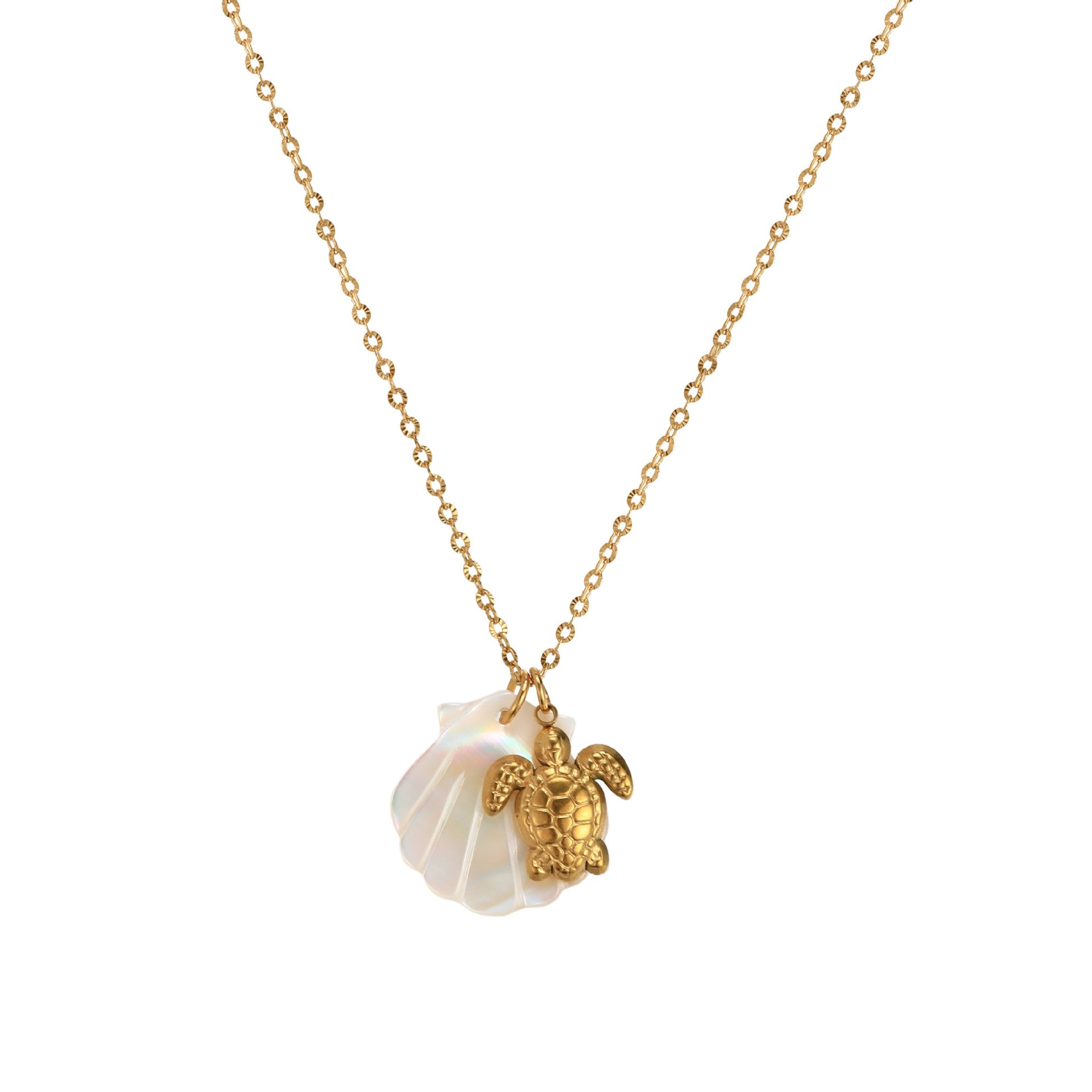Dainty Ocean Charm Pendant Necklace - Turtle Necklace (Main Chain) [GS8KWN1L]