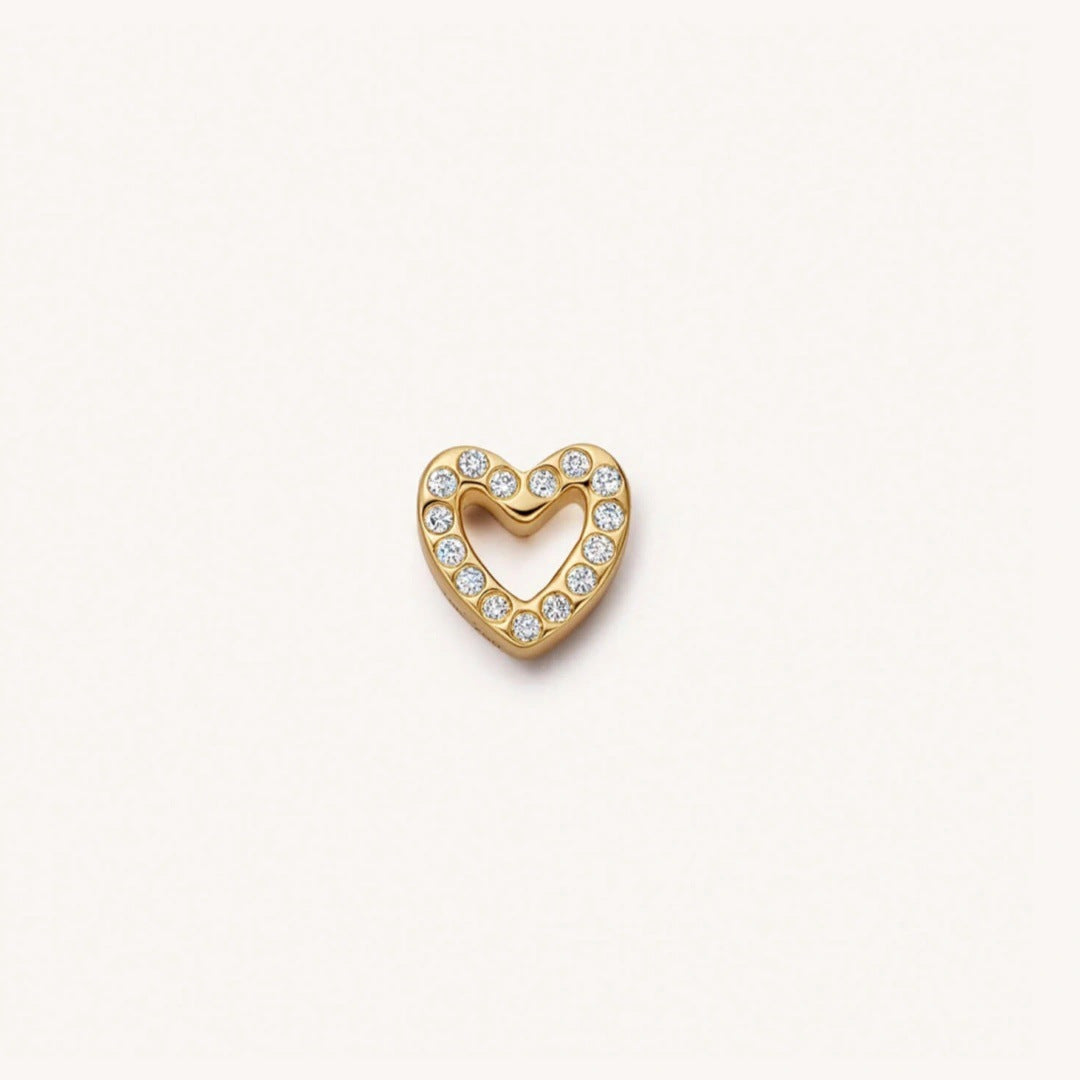 Floating Charm Locket Necklace - CZ Heart Charm [HKDN20DJ]