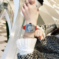Rhinestone Barrel Watch - Silver Red [2SYXCTSV]