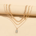 Jamira Gold Layered Square Necklace - Gold [QP8S03VG]