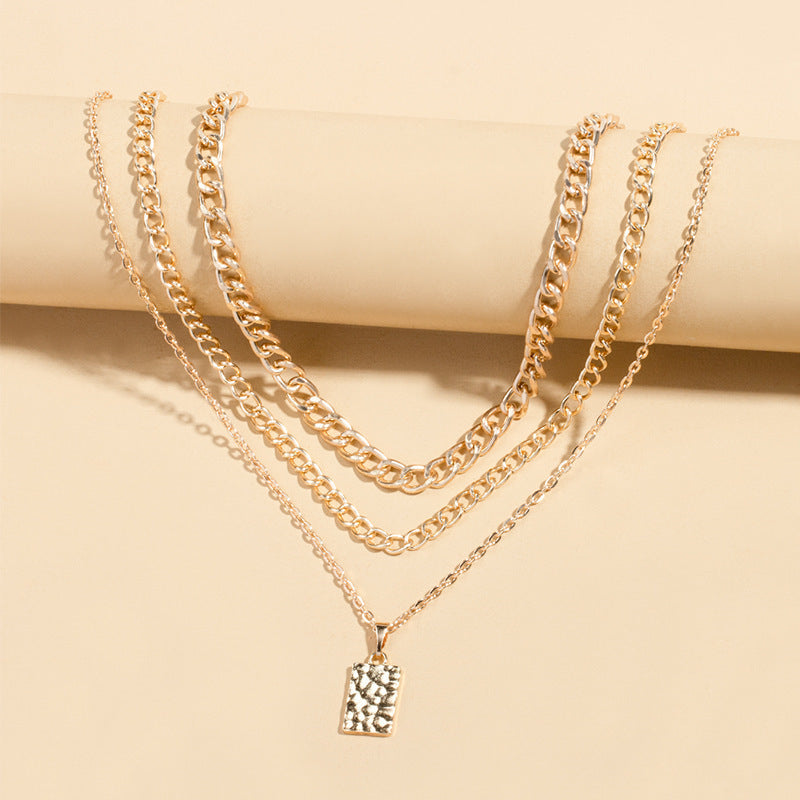 Jamira Gold Layered Square Necklace - Gold [QP8S03VG]
