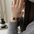 Minimalist Chain Bracelet Watch - Rose Gold with Black Dial [P64PD89U]