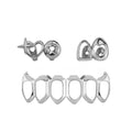 Glossy Electroplated Teeth Grillz - Silver Fangs Set [9MKD83AN]