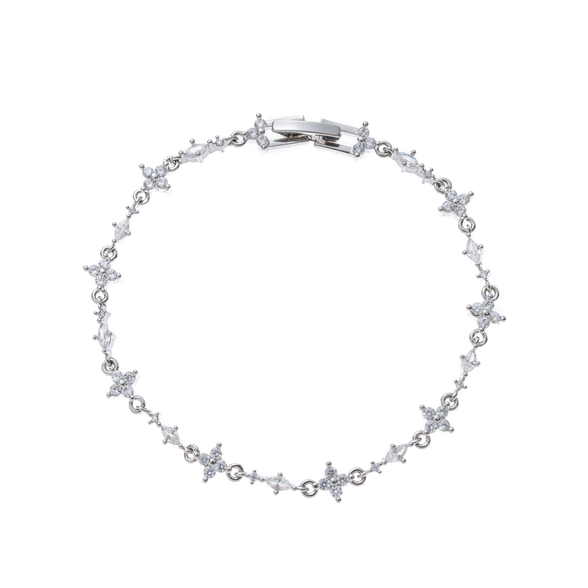 Angelique Dainty Butterfly Zircon Jewelry - Silver Light Blue Zircon Flower Bracelet [V8N0Q45Y]