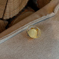 Colleen Brushed Statement Ring - Gold Brushed Large Round Ring [RSK5GM8N]