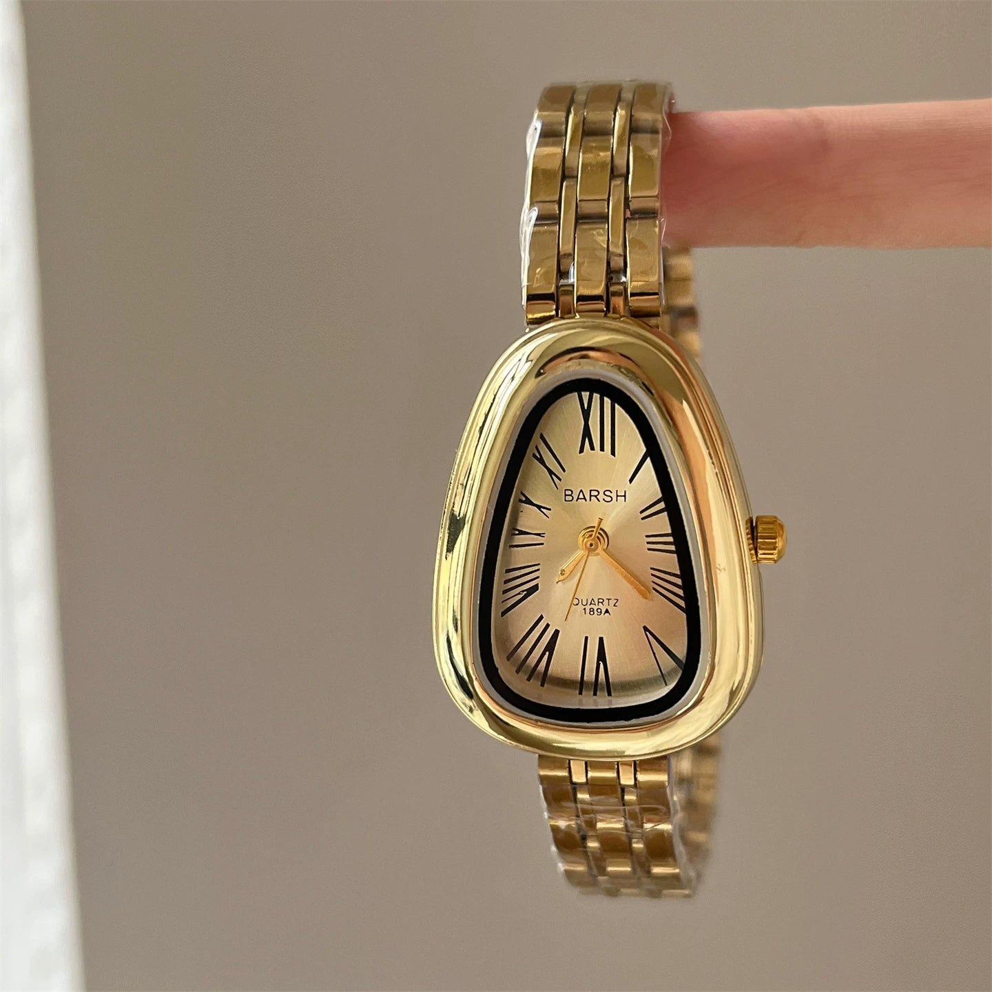 Vintage Snake Head Bracelet Watch - Gold Band & Gold Dial (Steel Snake Head A) [XFWX3NY7]