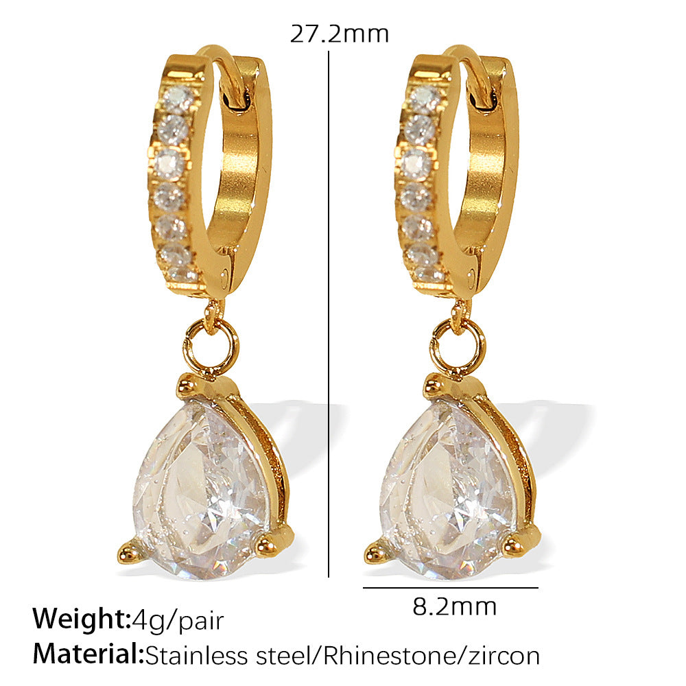 Kasia Zircon Interlocking Hoops - White Zircon Gold Earrings [XE9E9PL9]
