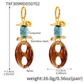 Valentine Geometric Stone Drop Earrings - Gold Blue Turquoise Resin Earrings [M9Z4LJP1]