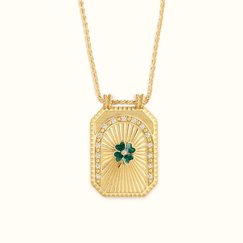 Liani Celestial Charm Necklace - Green Four-Leaf Clover [XPVLEKHP]