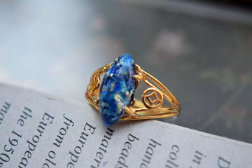 Blue Ocean Glass Opal Vintage Ring