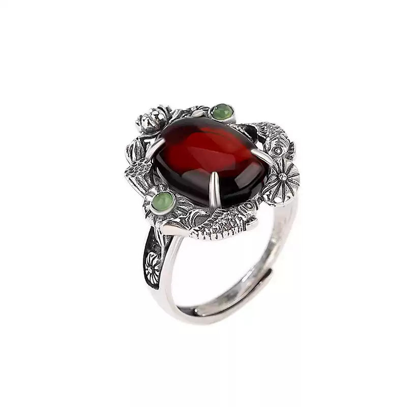 Garnet Jade Accent Ring