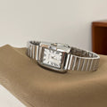 Vintage Square Roman Dial Watch - Silver Band, White Dial [598KV2R3]