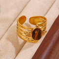 Leeba Layered Stone Open Ring - Brown [XBRINION]