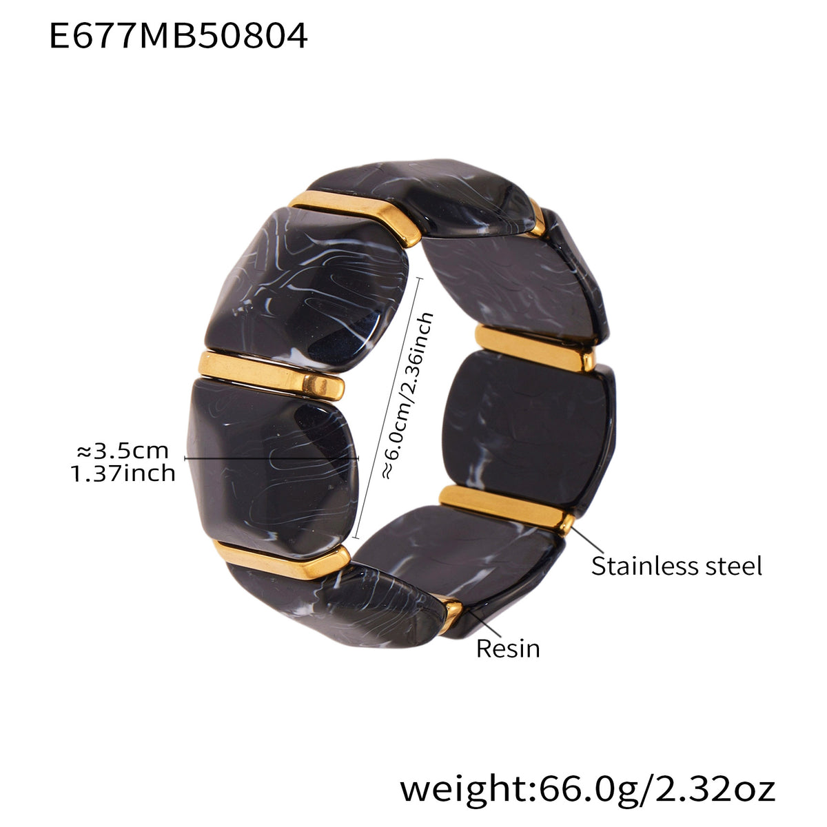 Alianny Irregular Resin Bracelet - Black Bracelet [TAHNC9JX]