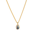 Ayelen Painted Pendant Necklace - Gold Blue Flower Necklace [505U1U7A]