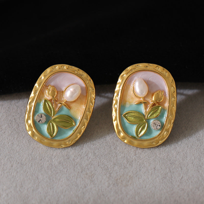 Carsyn Bloom Pearl Earrings - Stud (for pierced ears) [YID072LI]