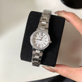 Minimalist Round Dial Bracelet Watch - Silver Band with White Dial [QJKCTJ2E]