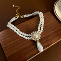 Presleigh Layered Pearl Drop Necklace - White Necklace [C5S9ZK9P]