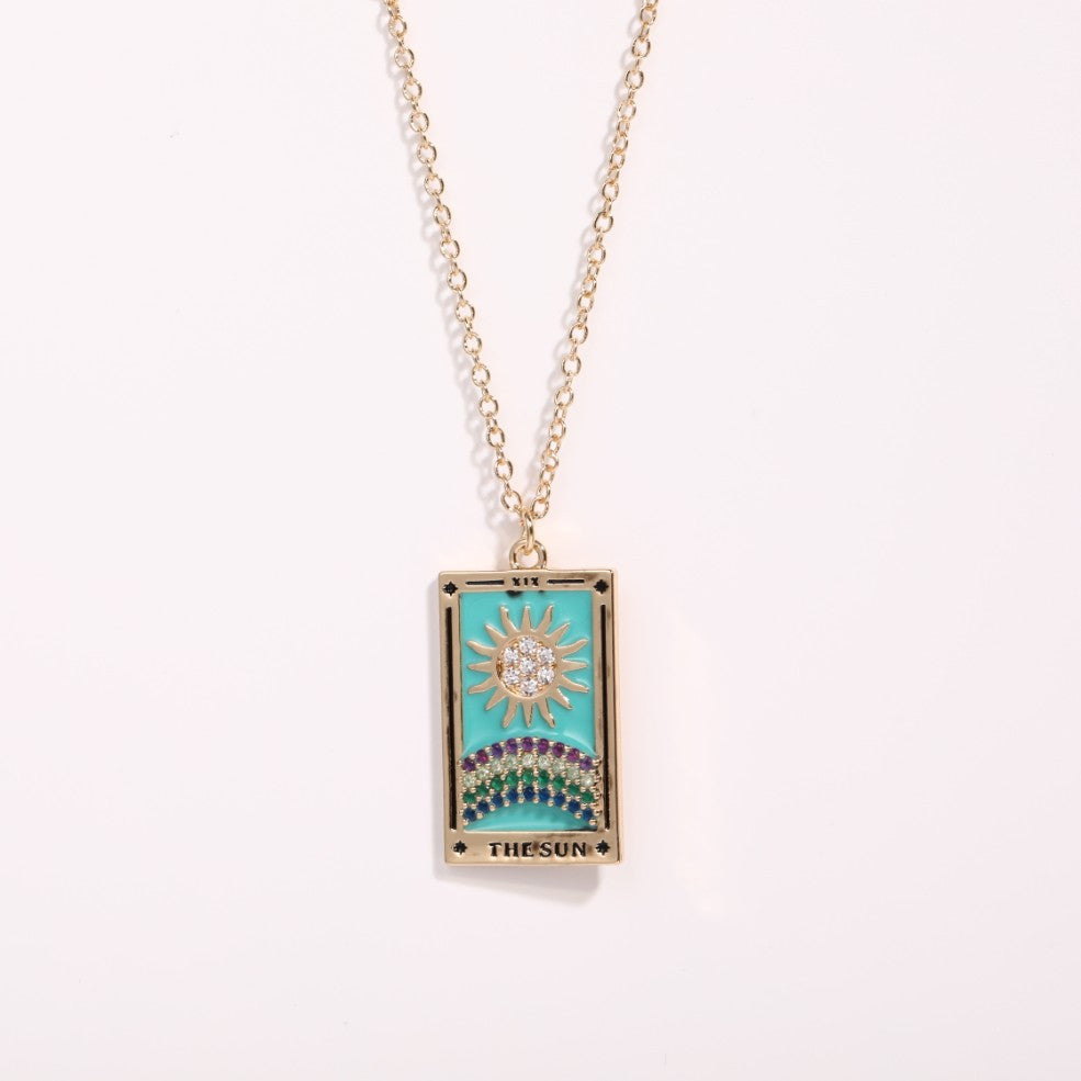 Athena Gilded Tarot Charm Necklace - Sun [SM8S4EAW]