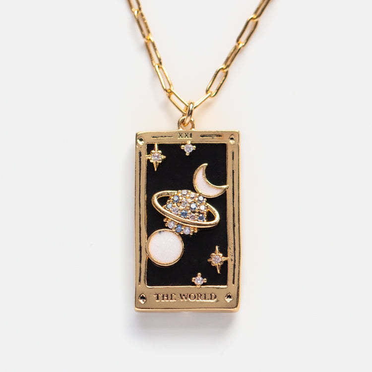 Tarot Card Pendant Necklace - The World [HJXM3RYG]