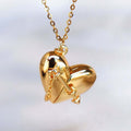 Heart Shell Locket Pendant Necklace - Gold (No Note) [U46OA89R]