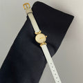 Minimal Round Dial Leather Watch - White Strap Gold Dial [92YEIAUO]