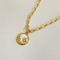 Celestial Coin Layered Necklace - Stainless Steel Moon [UCTLZ827]