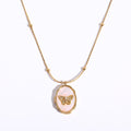 Vintage Locket Pendant Necklace - Butterfly Shell Locket Necklace [9ZRBGLD8]