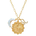 Zodiac Crescent Moon Pendant Necklace - Leo [SZBWLY9B]