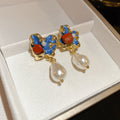 Deisy Irregular Pearl Earrings - Silver Needle - Blue Irregular Pearl Drop [NZCUSVNS]