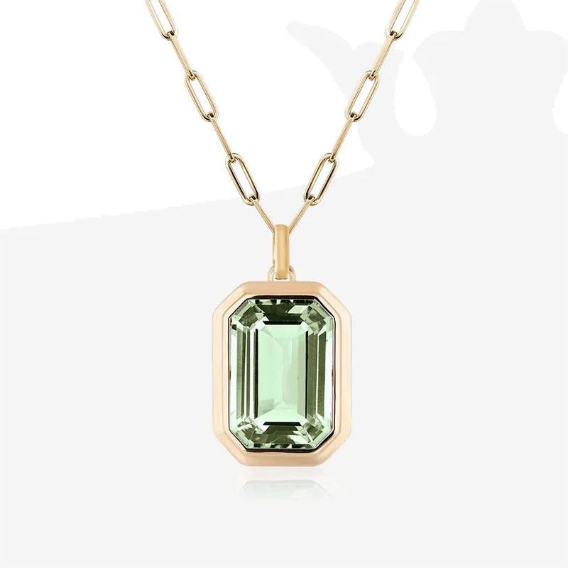Symphony Square Zircon Necklace - Green [9R3M651U]