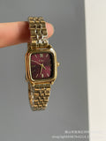 Liba Snakehead Quartz Watch - IEKE 88137 Three Lines Red Dial Gold Steel Band [X8FDLU10]