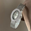 Gaudí Inspired Irregular Bracelet Watch - Silver Band White Face / [9762] Oval Sunflower Wheat Ear [1UIPH1K2]