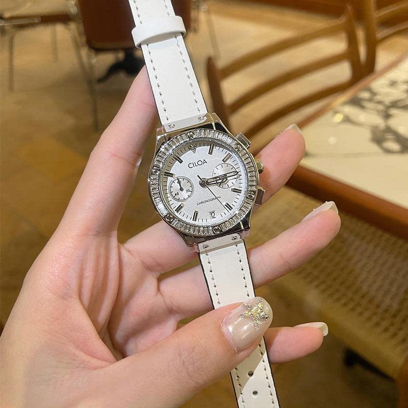 Rhinestone Detail Round Wrist Watch [ISER4USP]