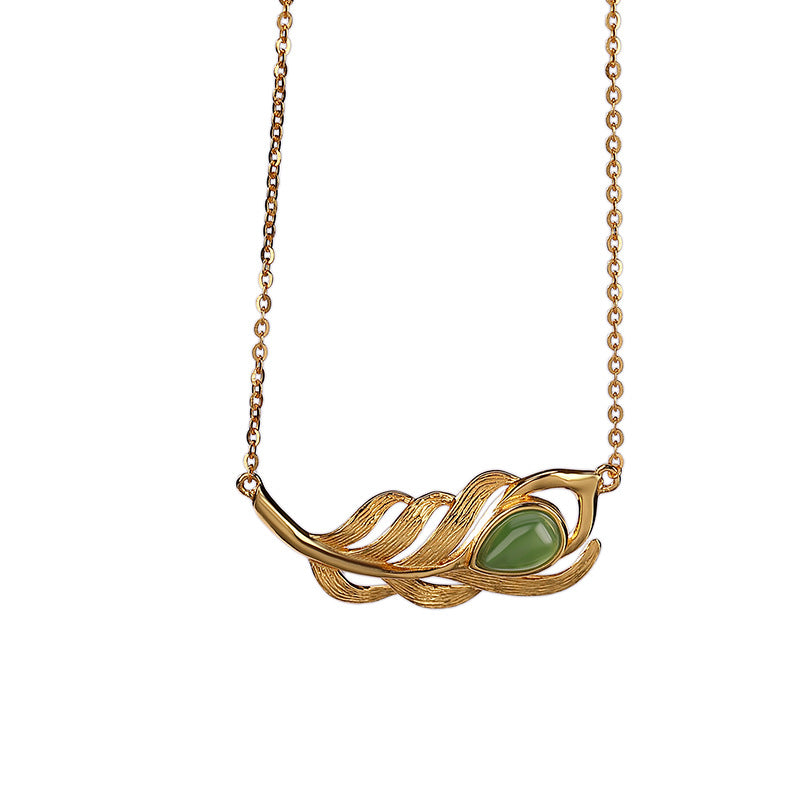 Lia Jade Leaf Pendant Necklace