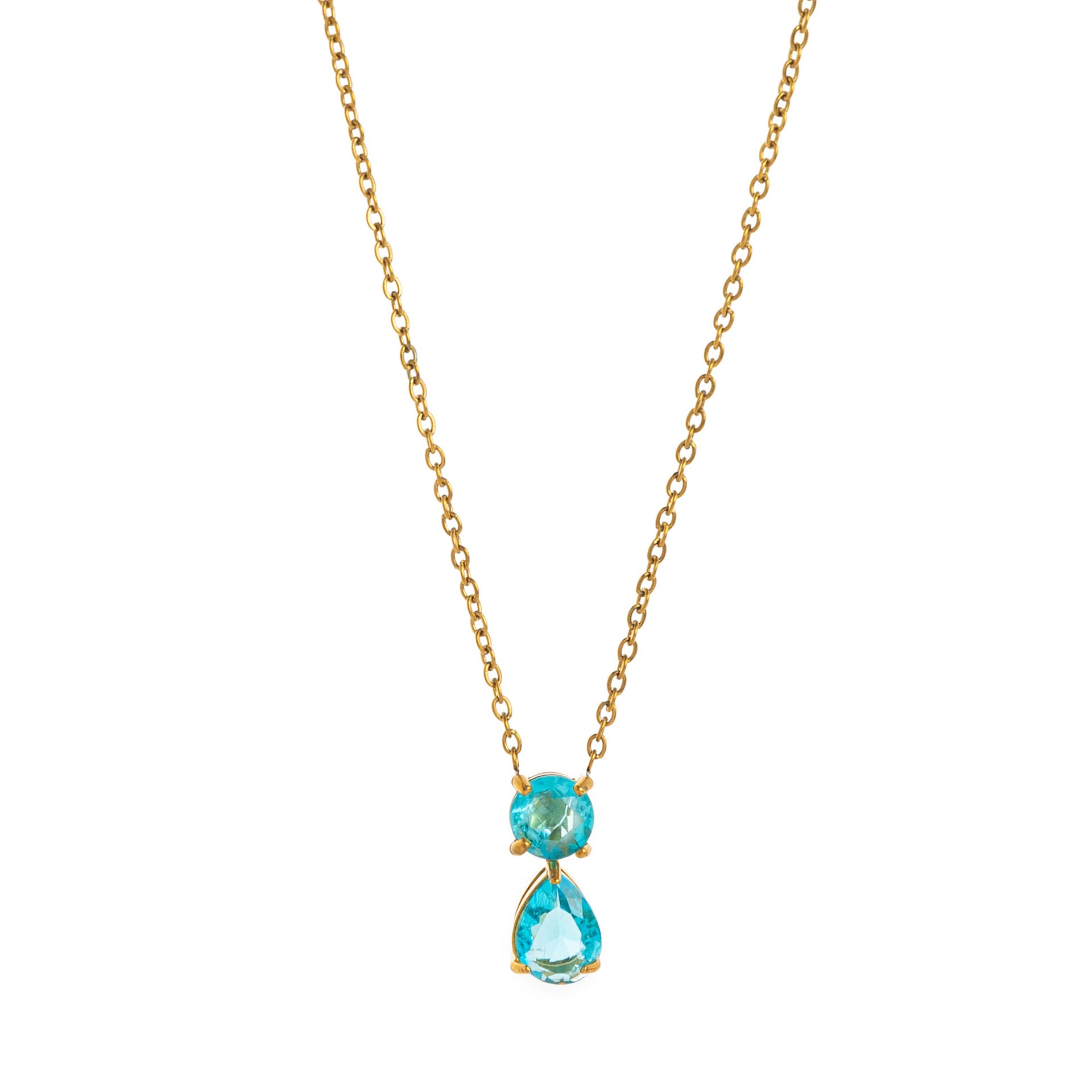 Birthstone Pendant Necklace - December (Sea Blue) [E8E7HECG]