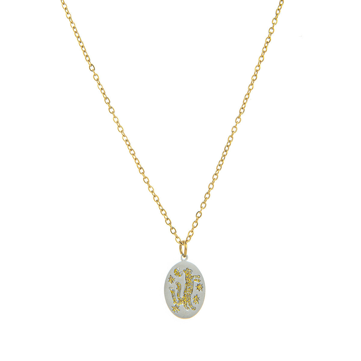 Tracey Dainty Charm Necklace - Golden Enamel Cat with Golden Chain [D4AKOTLU]