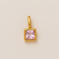 Lotus Birthstone Cube Necklace - October Pendant - Gold [L3QKGQ62]