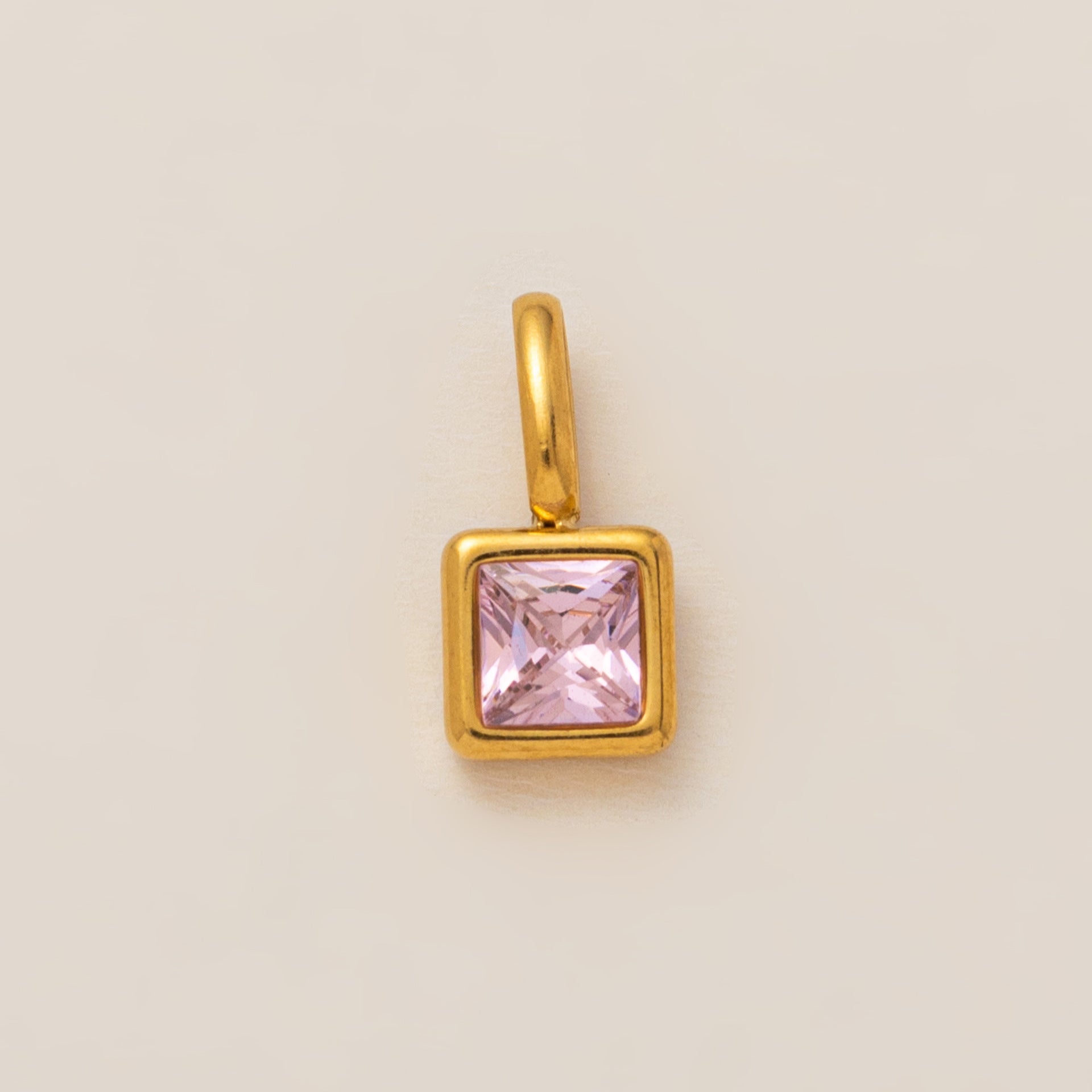 Lotus Birthstone Cube Necklace - October Pendant - Gold [L3QKGQ62]