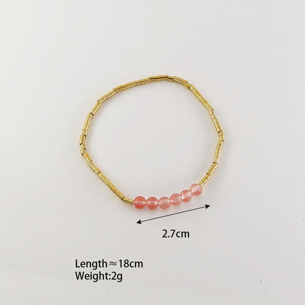 Danely Natural Stone Bracelet - Pink Stone Bracelet [6R2L6STP]