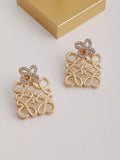 Geometric Hollow Square Stud Earrings - Gold Stud Earrings (Pair) [OAMWJ3KI]